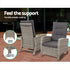 Outdoor Setting Recliner Chair Table Set Wicker lounge Patio Furniture Grey - Outdoorium