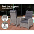 Outdoor Setting Recliner Chair Table Set Wicker lounge Patio Furniture Grey - Outdoorium