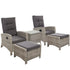 Outdoor Patio Furniture Recliner Chairs Table Setting Wicker Lounge 5pc Grey - Outdoorium