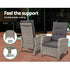 Outdoor Patio Furniture Recliner Chairs Table Setting Wicker Lounge 5pc Grey - Outdoorium