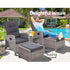 Outdoor Patio Furniture Recliner Chairs Table Setting Wicker Lounge 5pc Grey - Outdoorium