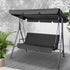 Outdoor Furniture Swing Chair Hammock 3 Seater Bench Seat Canopy Black - Outdoorium