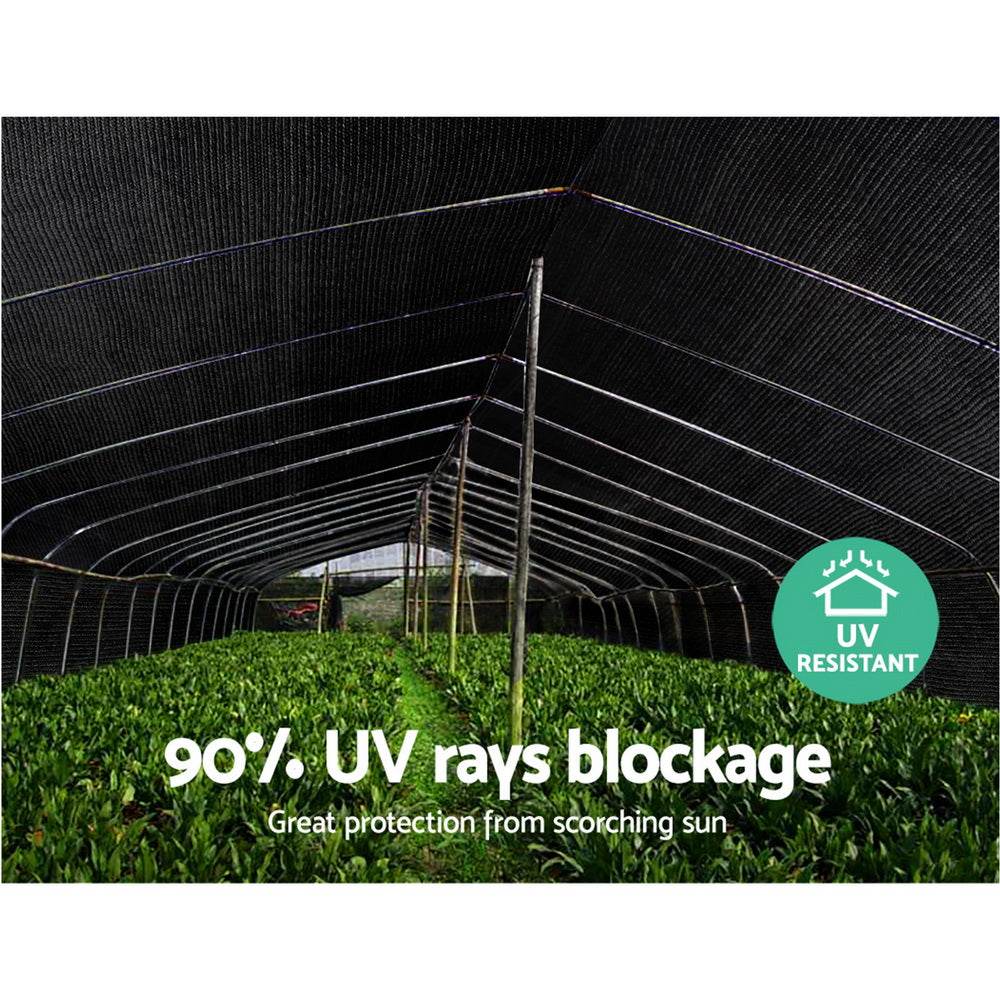 Instahut 90% Shade Cloth 3.66x30m Shadecloth Sail Heavy Duty Black - Outdoorium