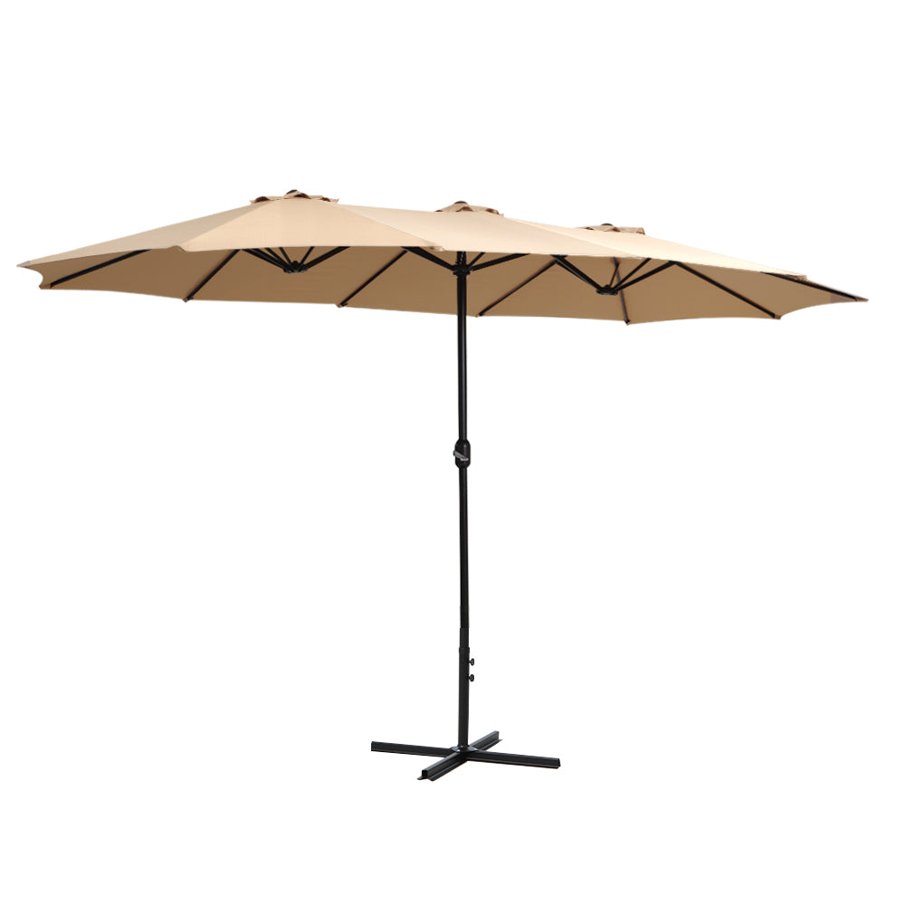 Instahut Outdoor Umbrella Twin Umbrella Beach Stand Base Garden Sun Shade 4.57m - Outdoorium