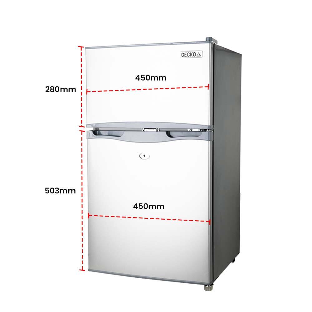 GECKO 95L Portable Fridge Freezer Camping Motorhome Caravan Upright Fridges 12V/24V/240V, Silver