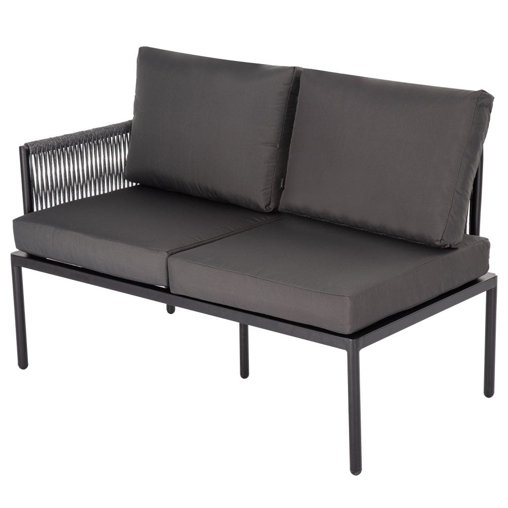 Eden 4-Seater Outdoor Lounge Set with Coffee Table in Black-Stylish Textile and Rope Design