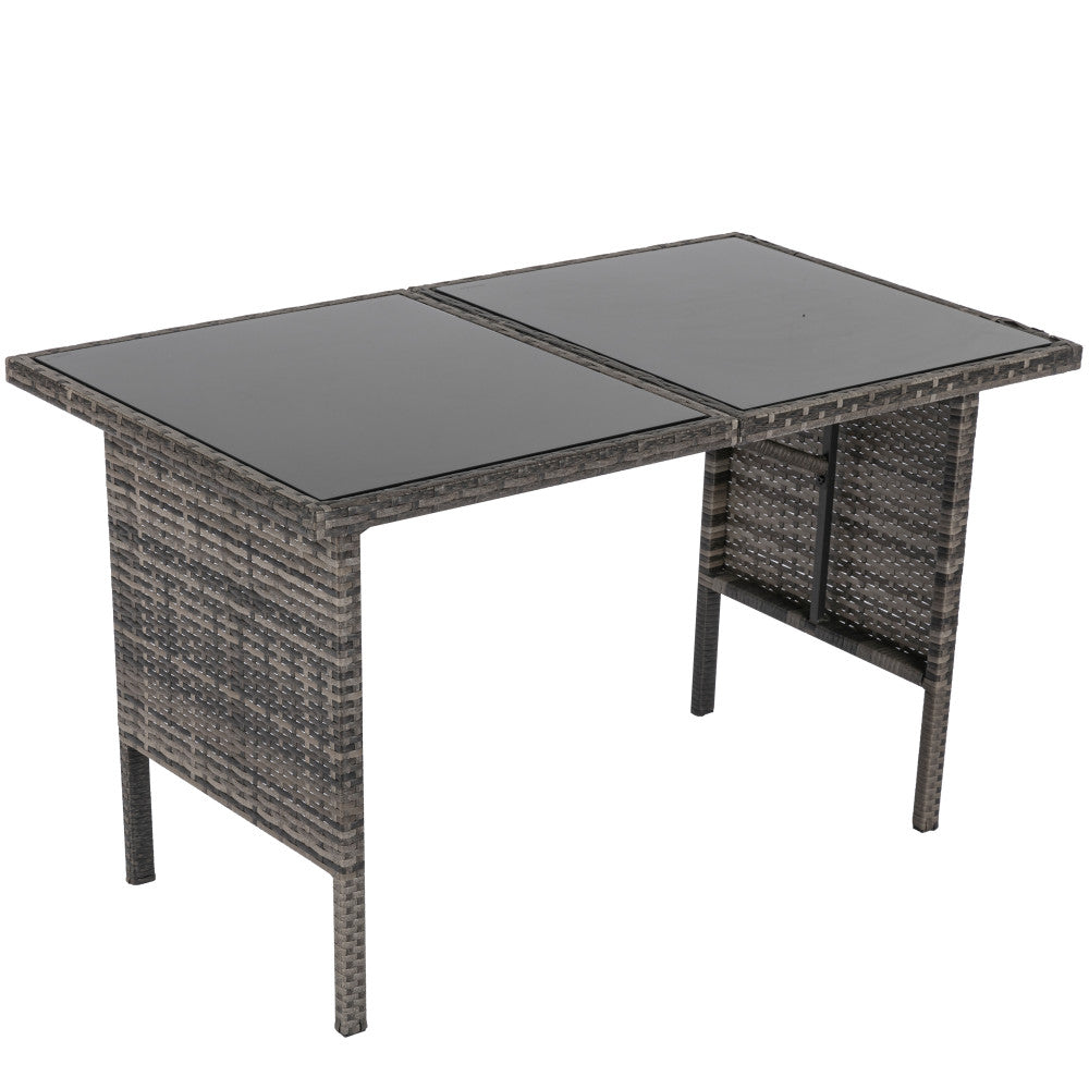 Ella 8-Seater Modular Outdoor Garden Lounge and Dining Set with Table and Stools in Dark Grey Weave - Outdoorium