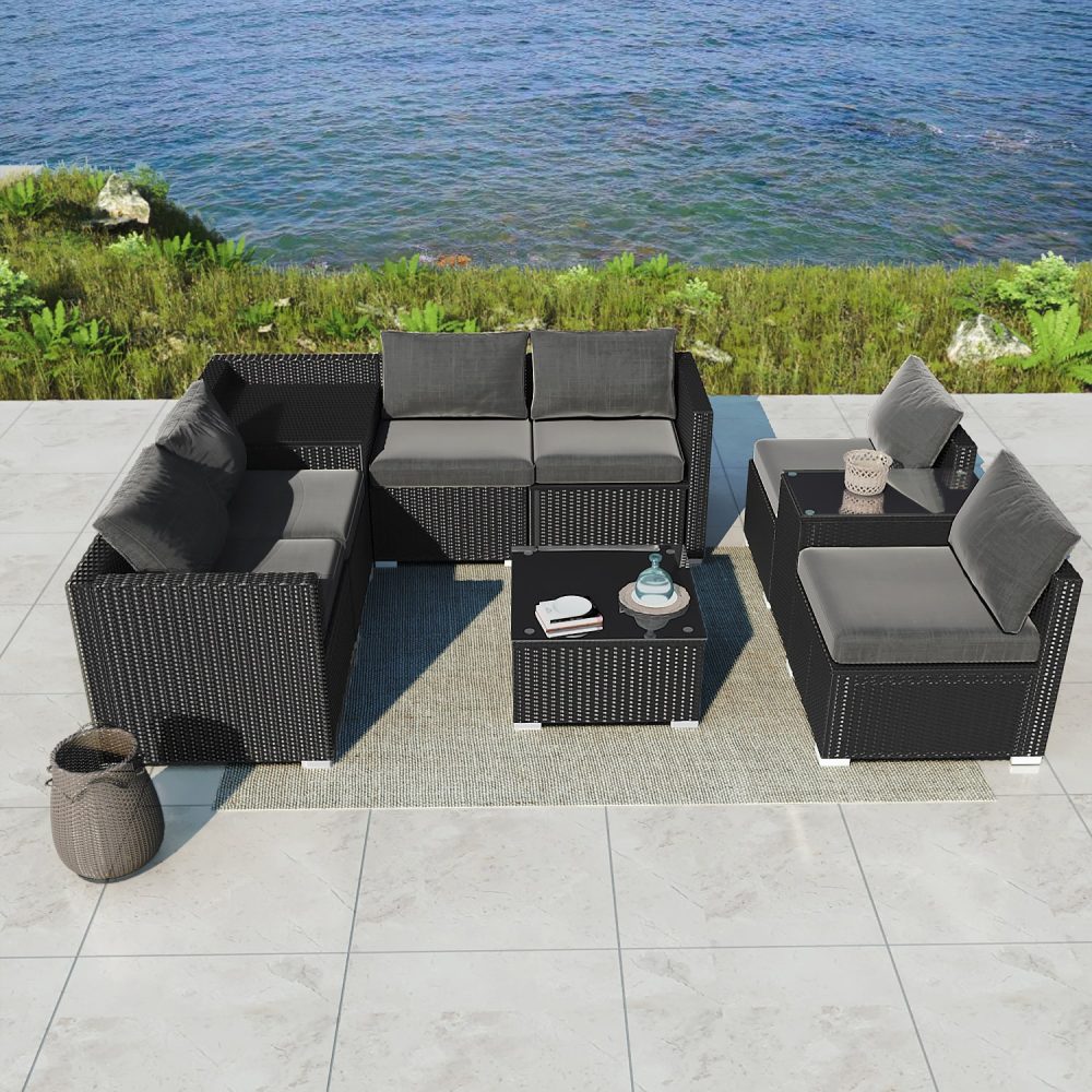 Modular Outdoor Lounge Set - 9pcs Sofa, Armchairs and Coffee Table - Outdoorium