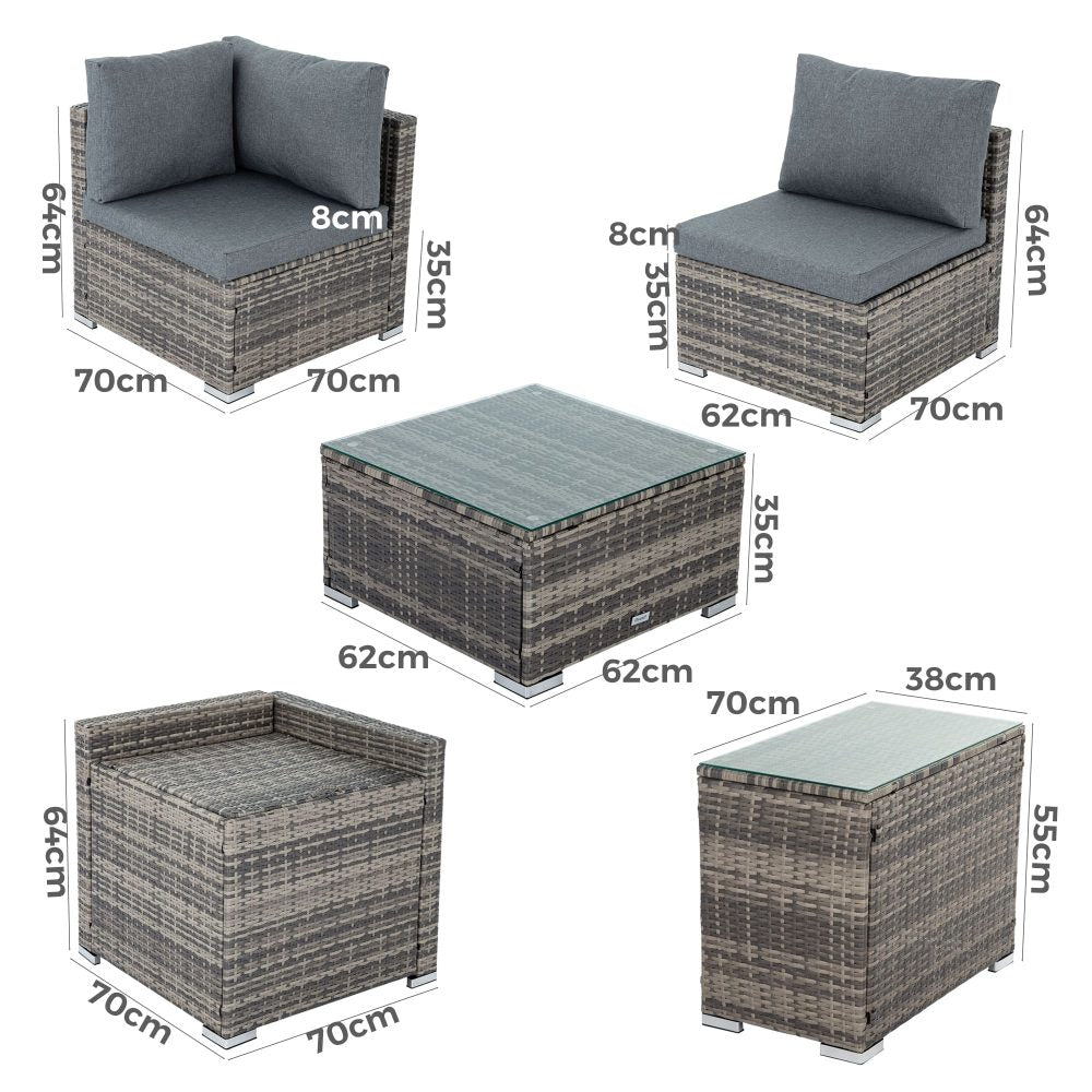 Modular Outdoor Lounge Set - 9pcs Sofa, Armchairs and Coffee Table - Outdoorium