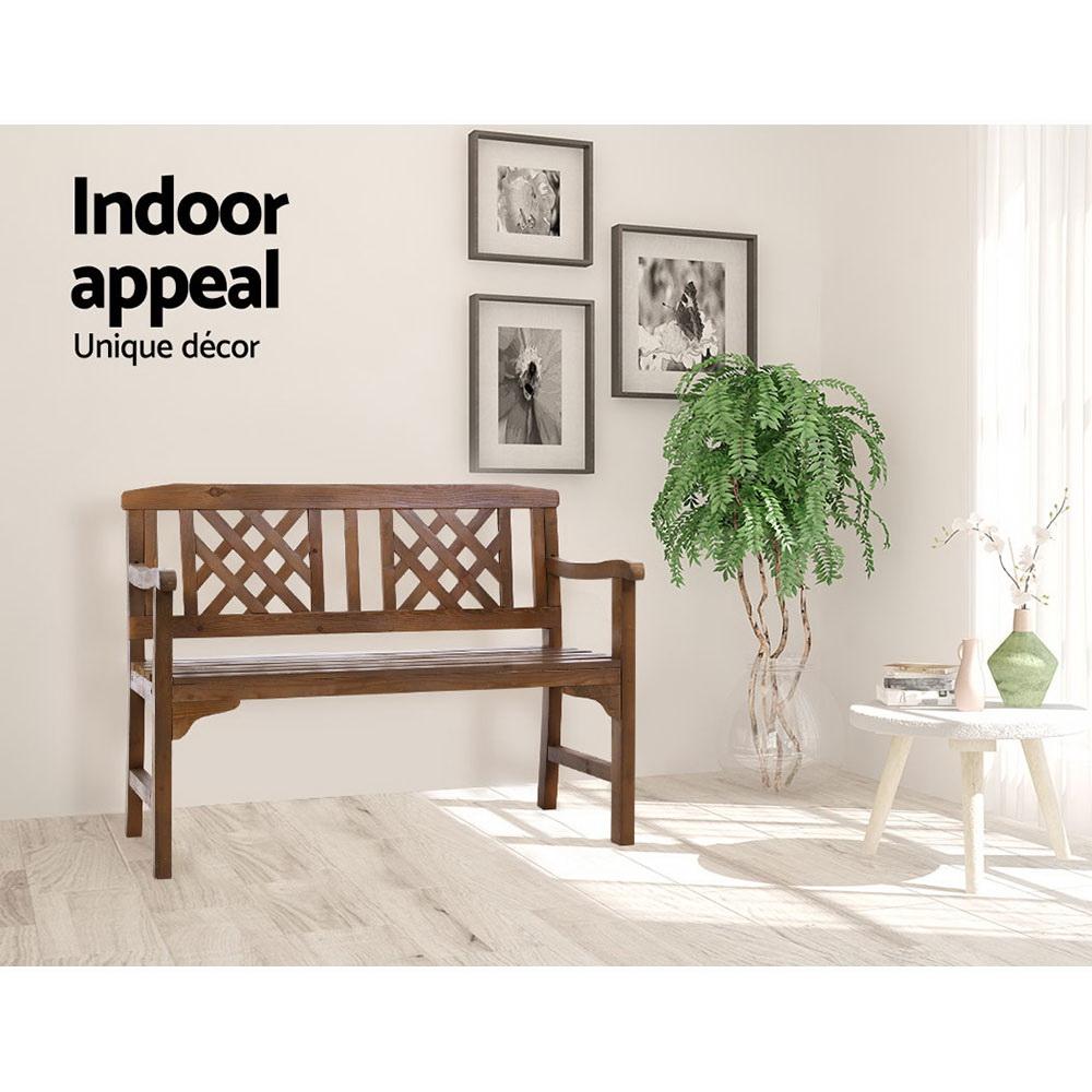 Wooden Garden Bench 2 Seat Patio Furniture Timber Outdoor Lounge Chair Natural - Outdoorium