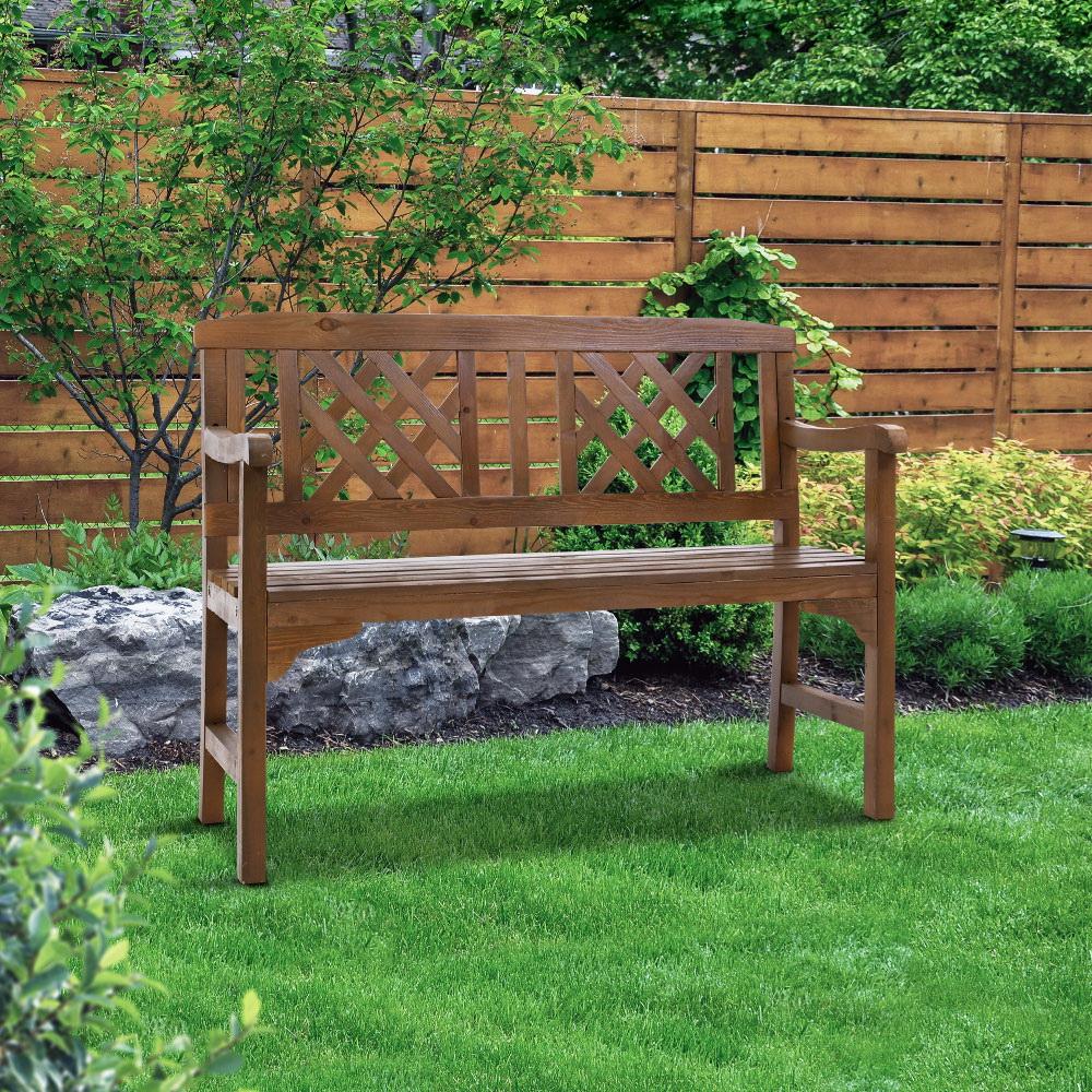 Wooden Garden Bench 2 Seat Patio Furniture Timber Outdoor Lounge Chair Natural - Outdoorium