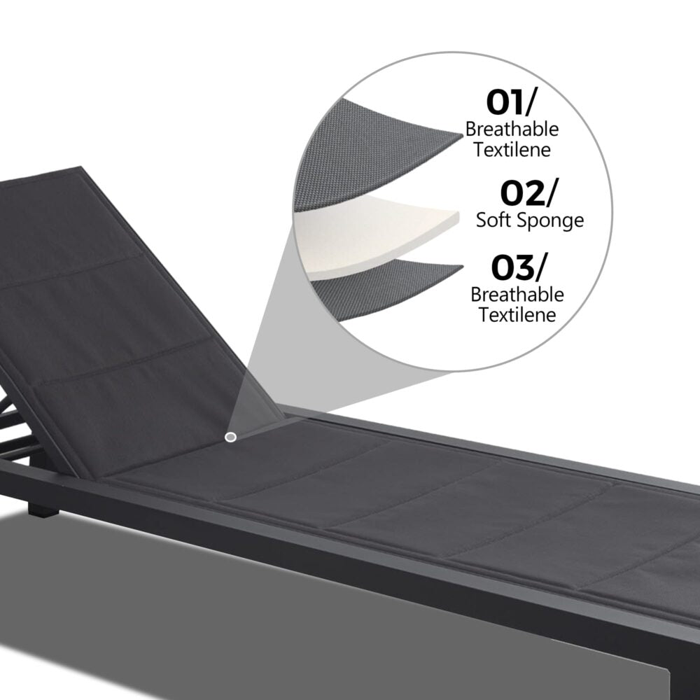 Adjustable Outdoor Sun Lounger in Aluminium Dark Grey - Outdoorium