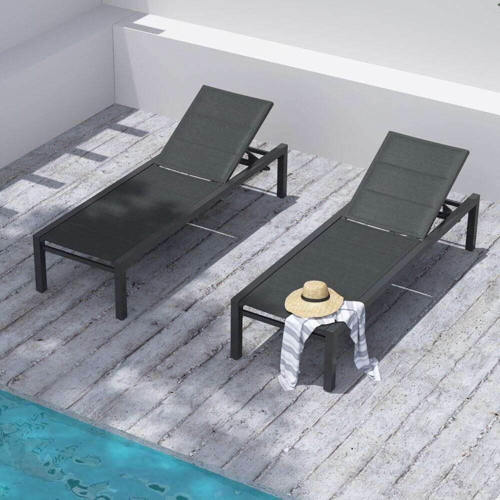 Adjustable Outdoor Sun Lounger in Aluminium Dark Grey - Outdoorium