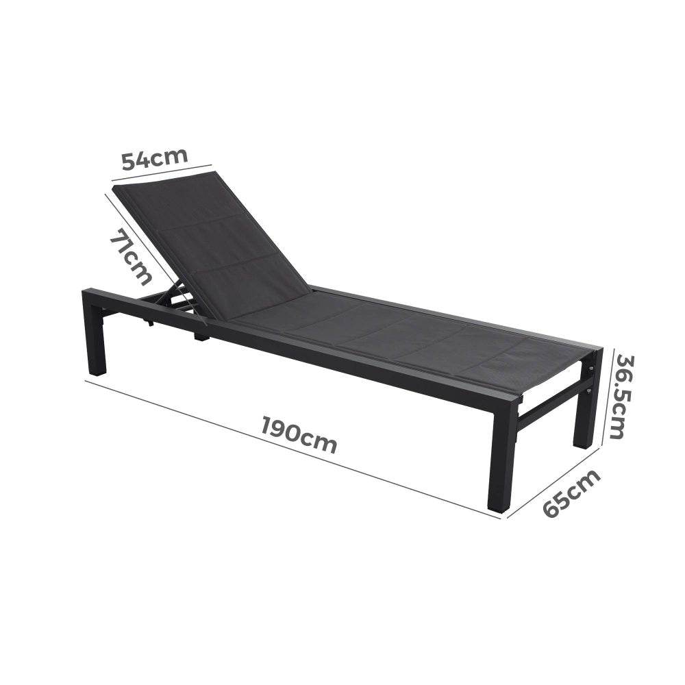 Adjustable Outdoor Sun Lounger in Aluminium Dark Grey - Outdoorium