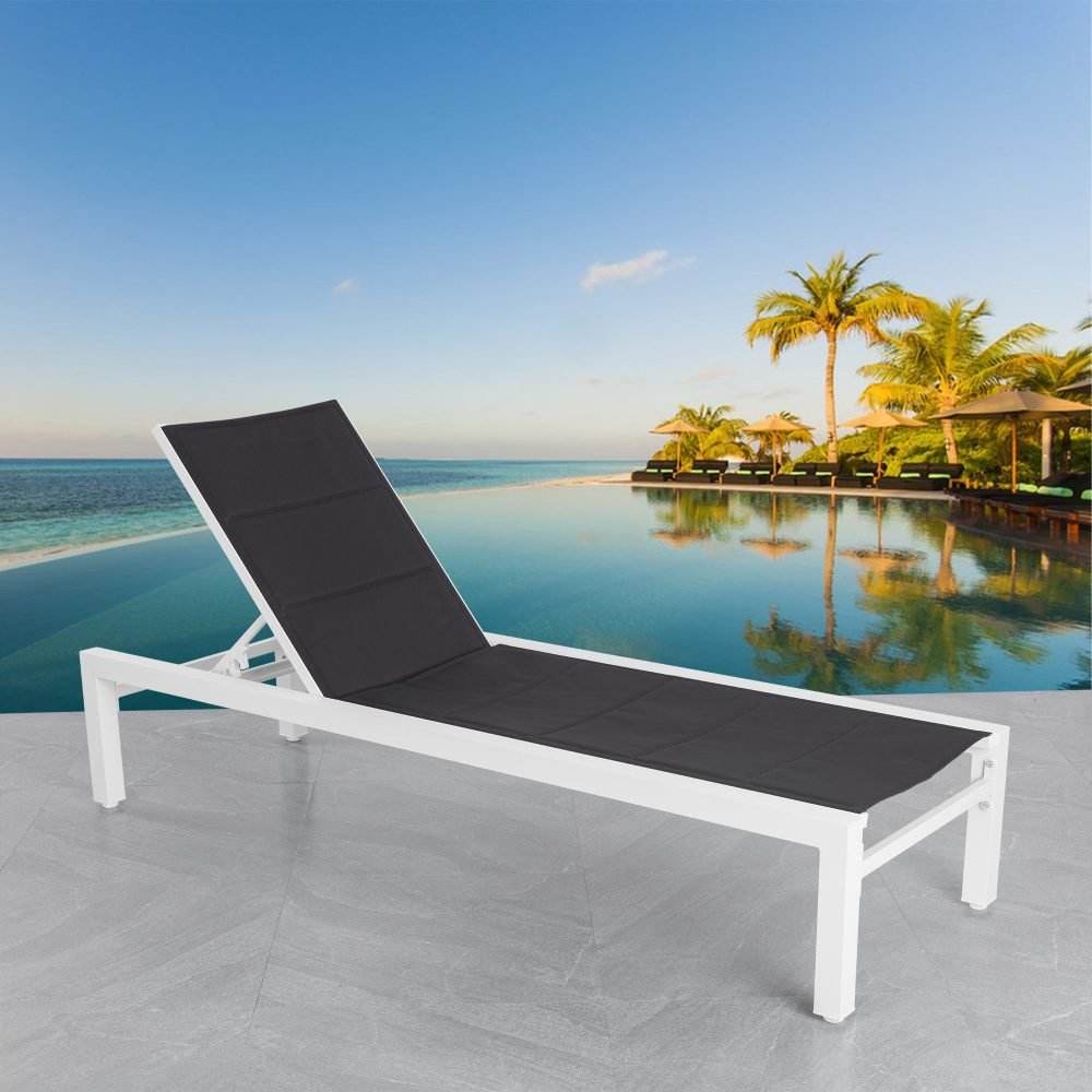 Adjustable Outdoor Sun Lounger in Aluminium White | Outdoorium