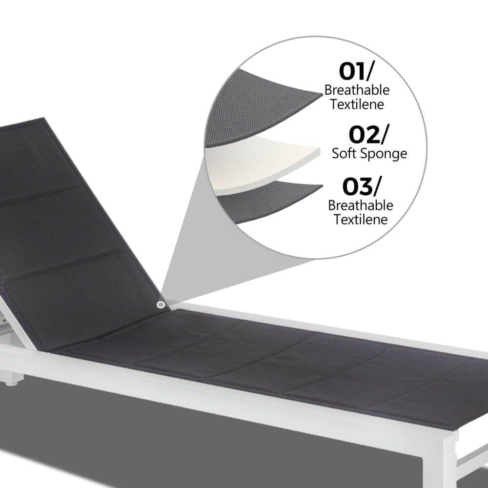 Adjustable Outdoor Sun Lounger in Aluminium White | Outdoorium