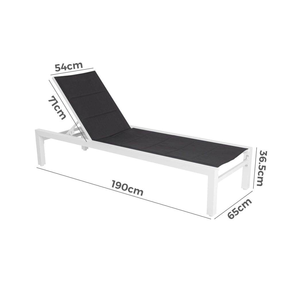 Adjustable Outdoor Sun Lounger in Aluminium White | Outdoorium