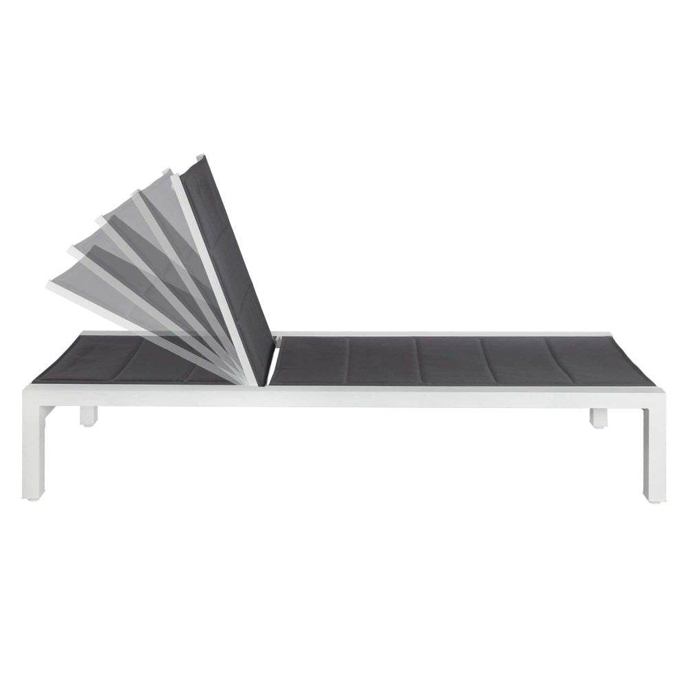 Adjustable Outdoor Sun Lounger in Aluminium White | Outdoorium