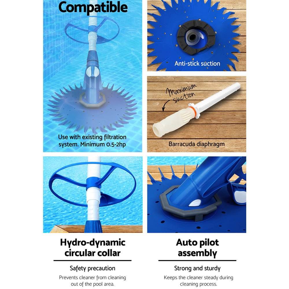 Aqua Buddy Pool Cleaner Automatic Vacuum Floor Climb Swimming Wall Pool 10M Hose - Outdoorium