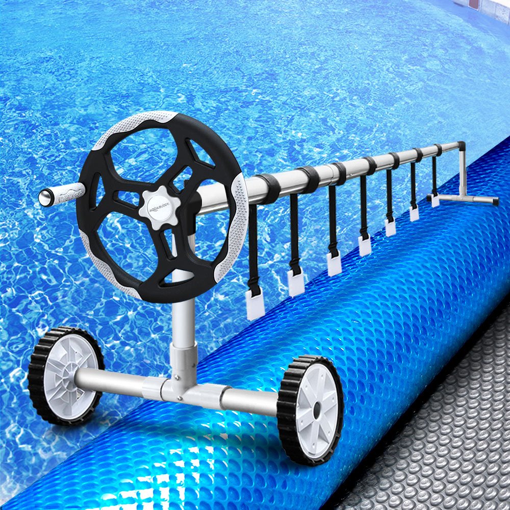 Aquabuddy Solar Swimming Pool Cover Blanket Roller Wheel Adjustable 11 x 6.2M - Outdoorium