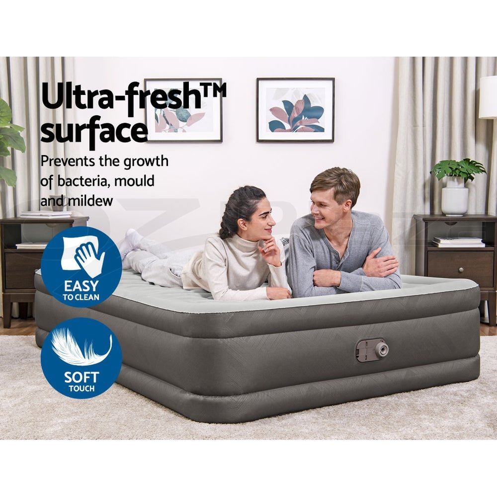 Bestway Air Bed Queen Size Mattress Camping Beds Inflatable Built-in Pump - Outdoorium