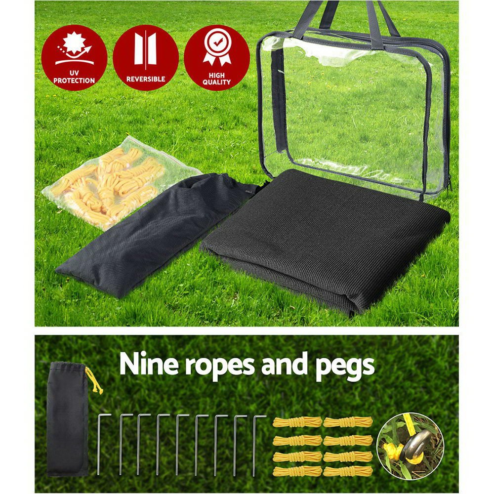 Black Caravan Privacy Screen 1.95 x 2.2M End Wall or Side Sun Shade Roll Out - Outdoorium