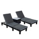 Black Rattan Sunlounge Set with Joining Coffee Table | Outdoor Furniture - Sun Bed