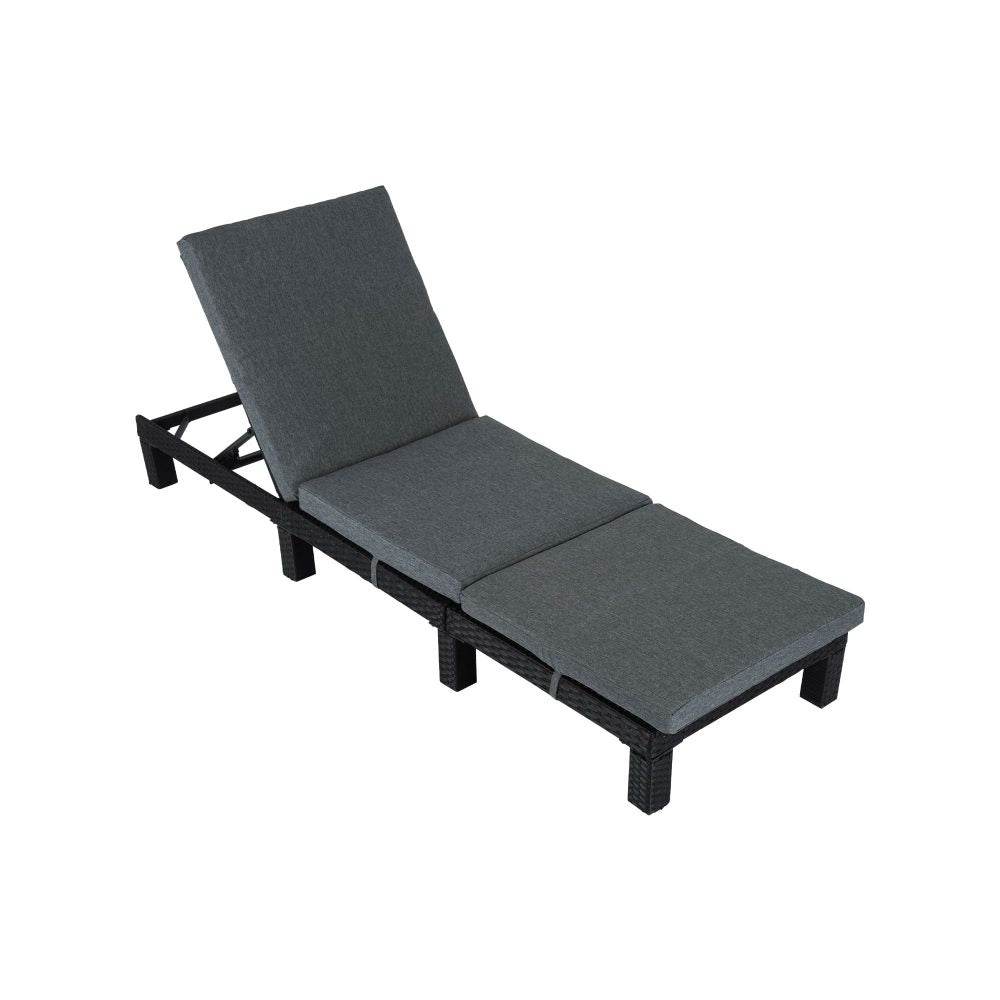 Black Rattan Sunlounge Set with Joining Coffee Table | Outdoorium