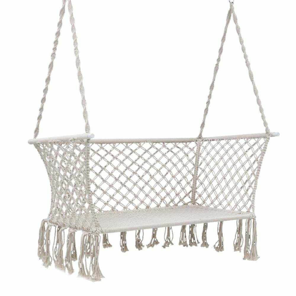 Gardeon Hammock Chair Outdoor Portable Camping Hammocks 2 Person Cream - Outdoorium