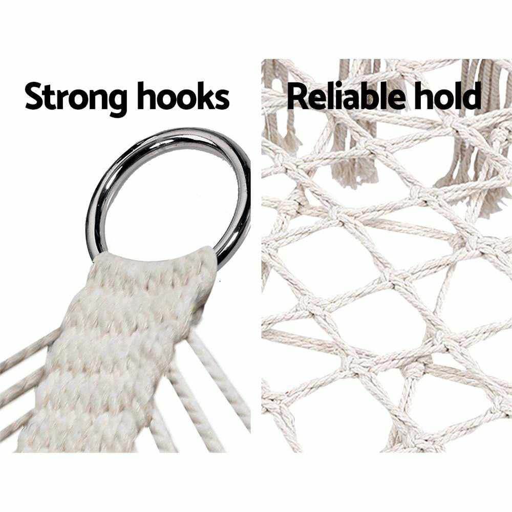 Gardeon Hammock Chair Outdoor Portable Camping Hammocks 2 Person Cream - Outdoorium