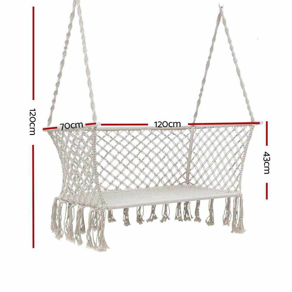 Gardeon Hammock Chair Outdoor Portable Camping Hammocks 2 Person Cream - Outdoorium