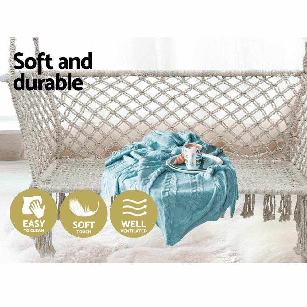 Gardeon Hammock Chair Outdoor Portable Camping Hammocks 2 Person Cream - Outdoorium