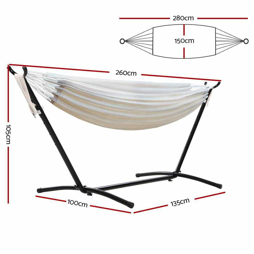 Camping Hammock With Stand Cotton Rope Lounge Hammocks Outdoor Swing Bed - Outdoorium