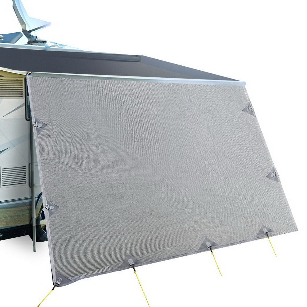Caravan Privacy Screens Roll Out Awning 4.3X1.95M End Wall Side Sun Shade Screen - Outdoorium