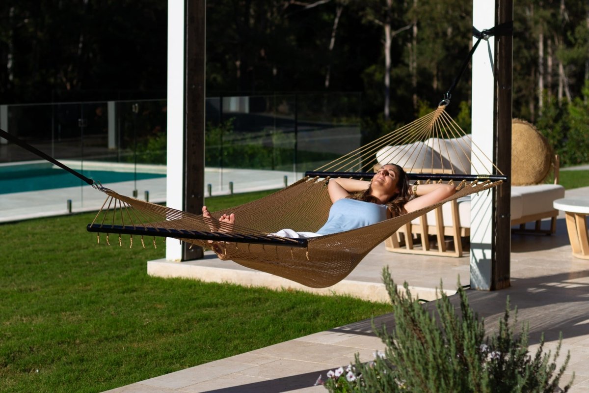 Caribbean Hand Woven Polyester Rope Hammock | Outdoorium
