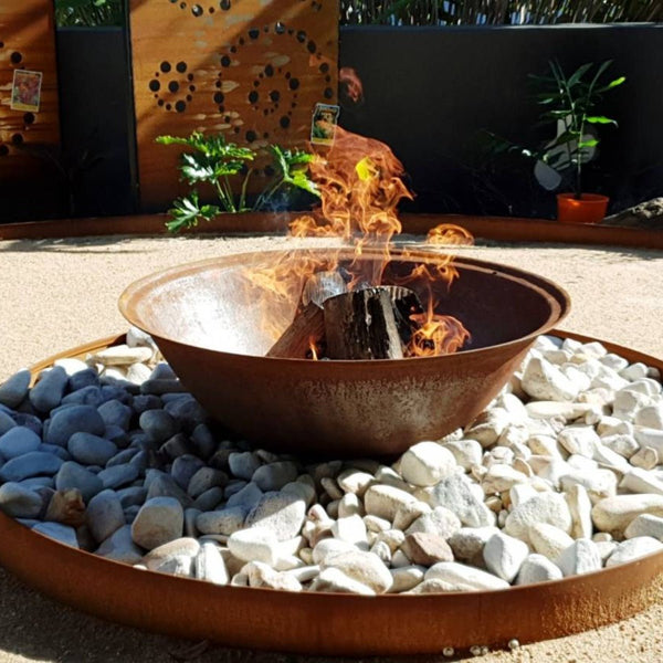 Fire Pits - Cast Iron 100cm Fire Pit Deep Bowl - Outdoorium