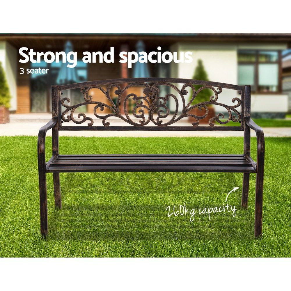 Cast Iron Garden Bench - Bronze - Outdoorium