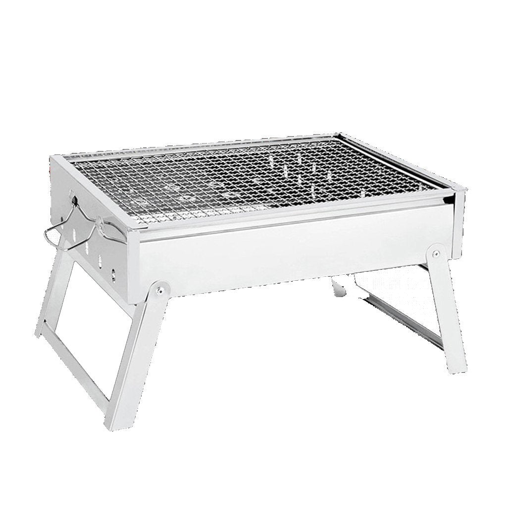 Charcoal BBQ Grill Stainless Steel Portable Outdoor Steel Rack Roaster Smoker - Outdoorium