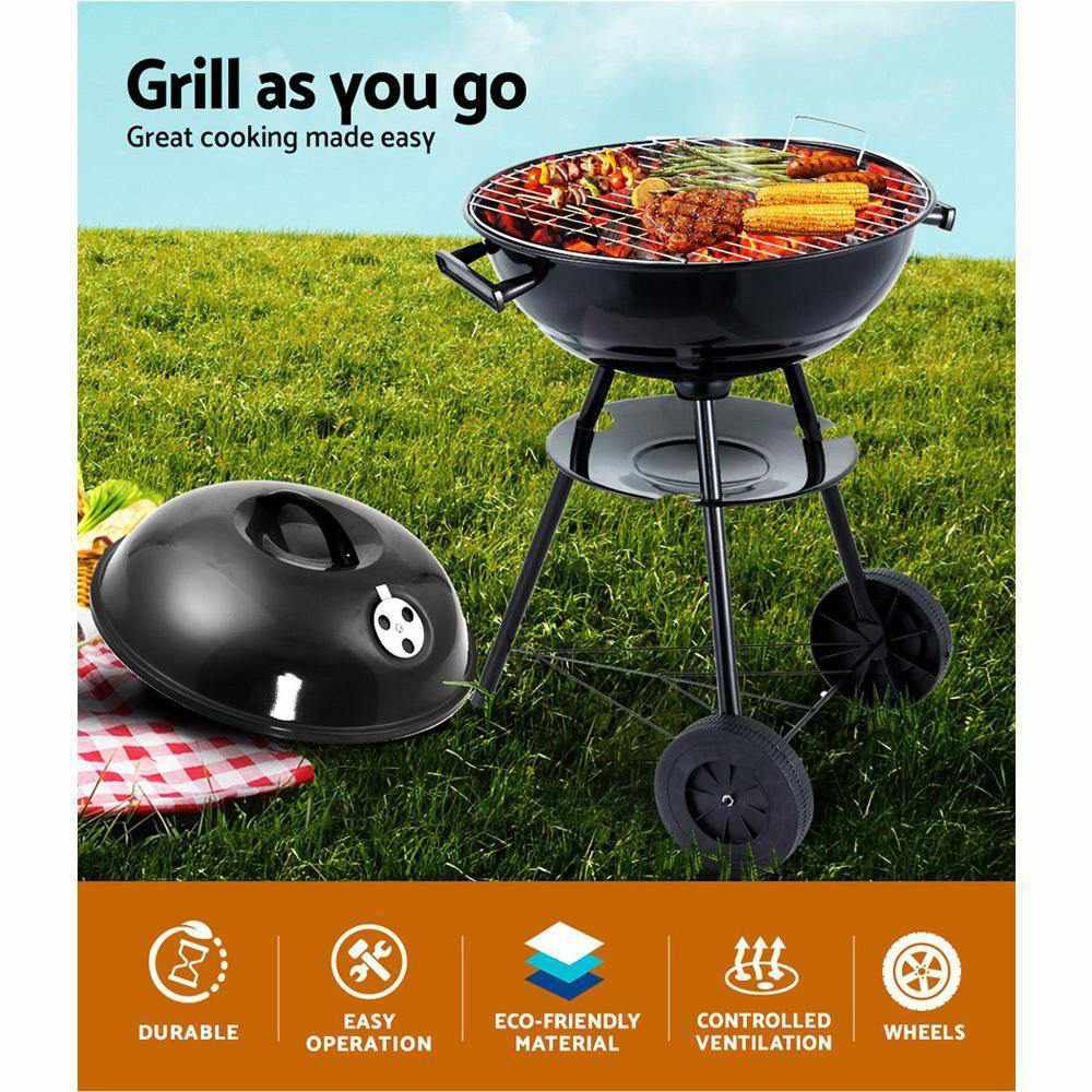 Charcoal BBQ Smoker Drill Outdoor Camping Patio Wood Barbeque Steel Oven - Outdoorium