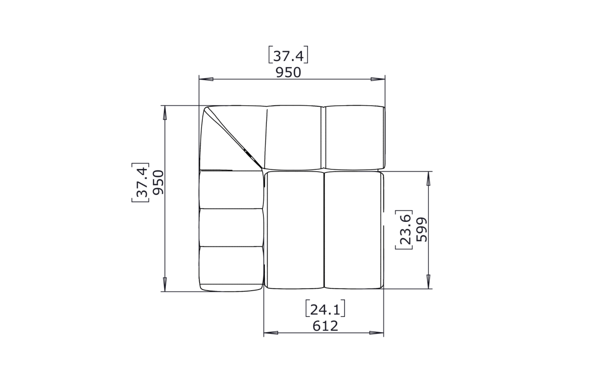 Blinde Connect C37 Modular Outdoor Sofa - Outdoorium