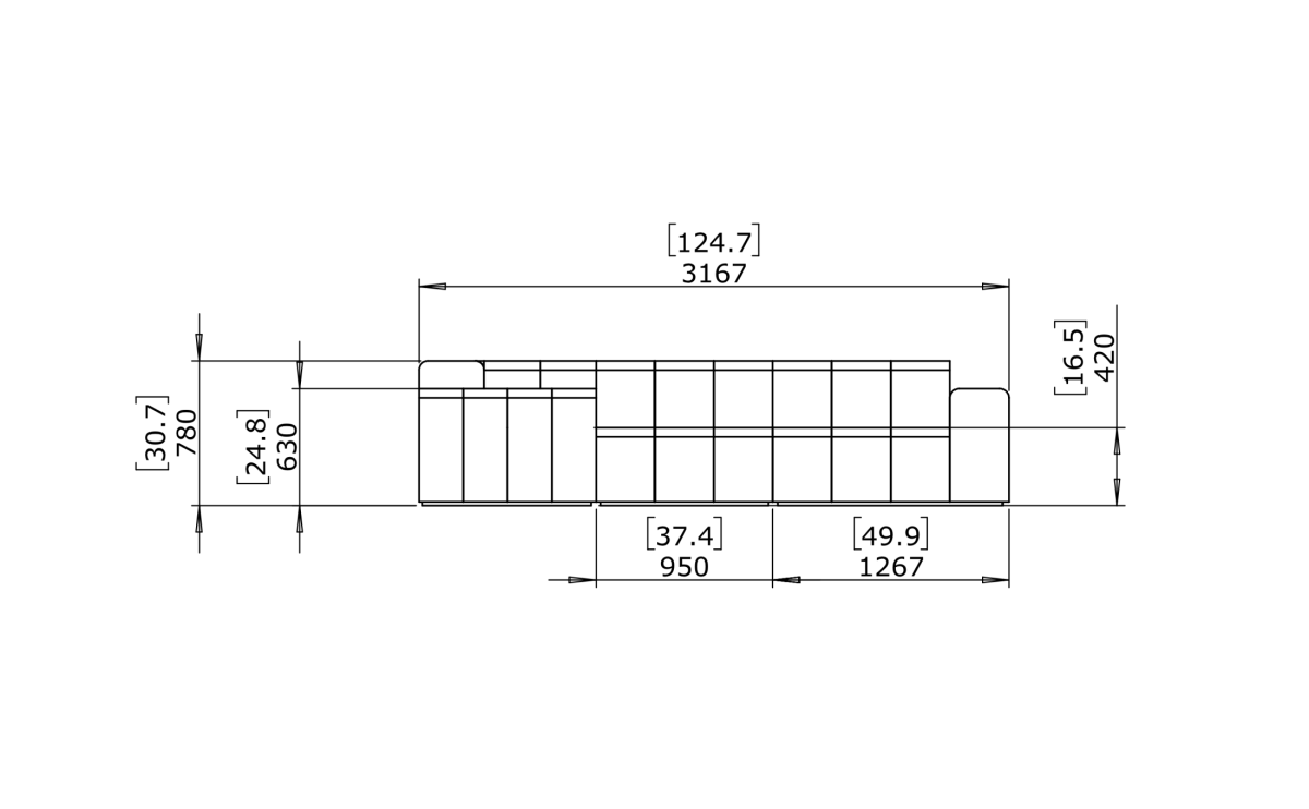 Blinde Connect Modular 5 L-Sectional Outdoor Sofa - Outdoorium