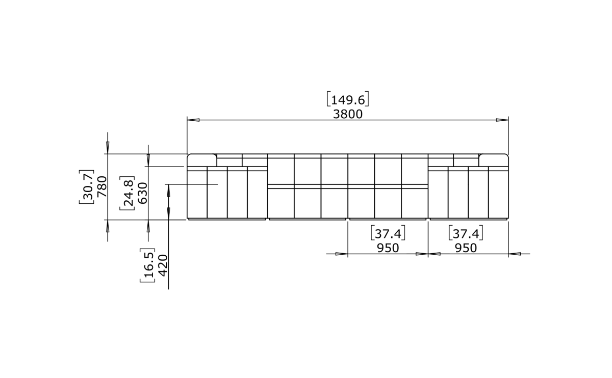 Blinde Connect Modular 8 U-Sofa Sectional Outdoor Sofa - Outdoorium