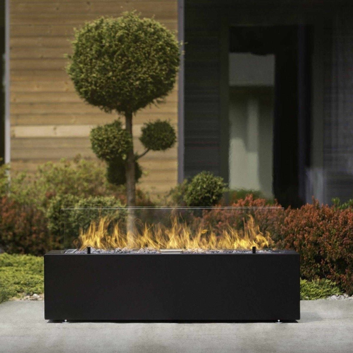 Planika Galio Black Automatic Outdoor Gas Fireplace - Custom Size - Outdoorium