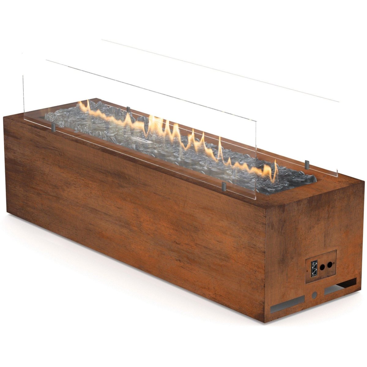 Planika Galio Corten Automatic Outdoor Gas Fireplace - Custom Size - Outdoorium