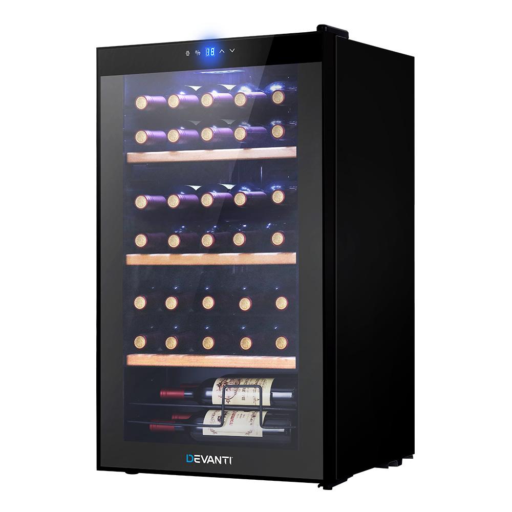 Devanti 34 Bottles Wine Cooler Compressor Chiller Beverage Fridge - Outdoorium