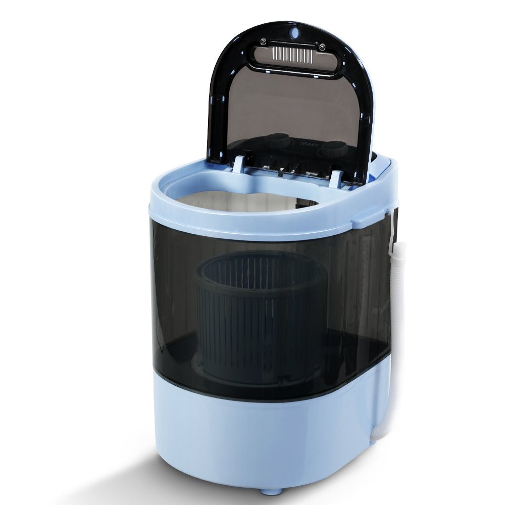 Devanti 3KG Mini Portable Washing Machine Shoes Wash Top Load Spin Camp Caravan - Outdoorium