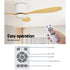 Devanti 52'' Ceiling Fan LED Light Remote Control DC Motor 5 Speed Fans Timer - Outdoorium