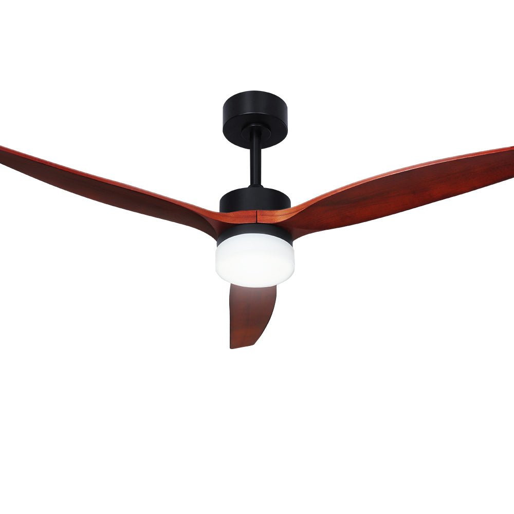 Devanti 52&#39;&#39; Ceiling Fan LED Light Remote Control Wooden Blades Dark Wood Fans - Outdoorium