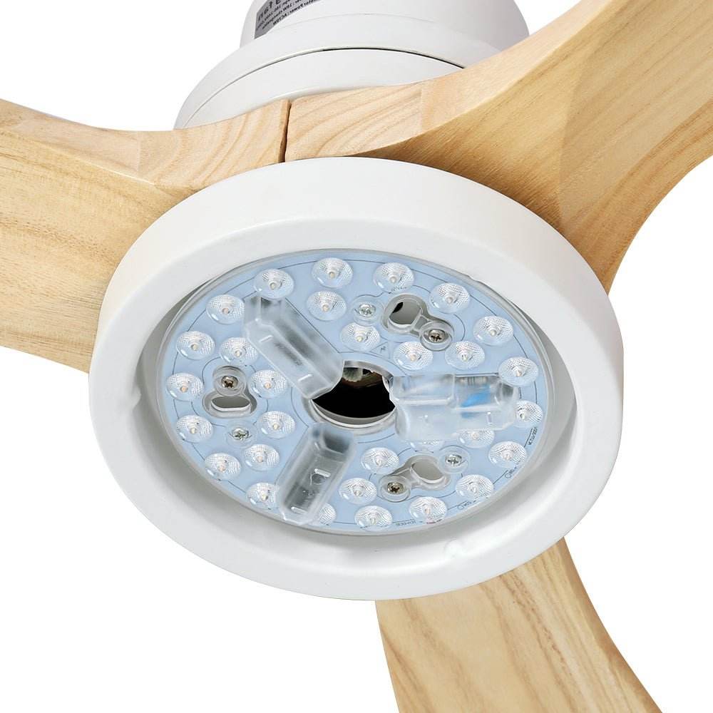 Devanti 52'' Ceiling Fan LED Light Remote Control Wooden Blades Timer Fans - Outdoorium