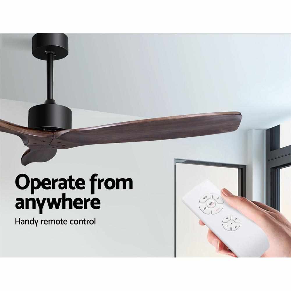 Devanti 52&#39;&#39; Ceiling Fan With Remote Control Fans 3 Wooden Blades Timer 1300mm - Outdoorium